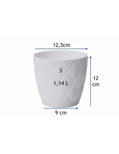 Übertopf rund Ø13 × 12 cm Rautenrelief, 1,8 L – Weiß | Töpferkönig 2