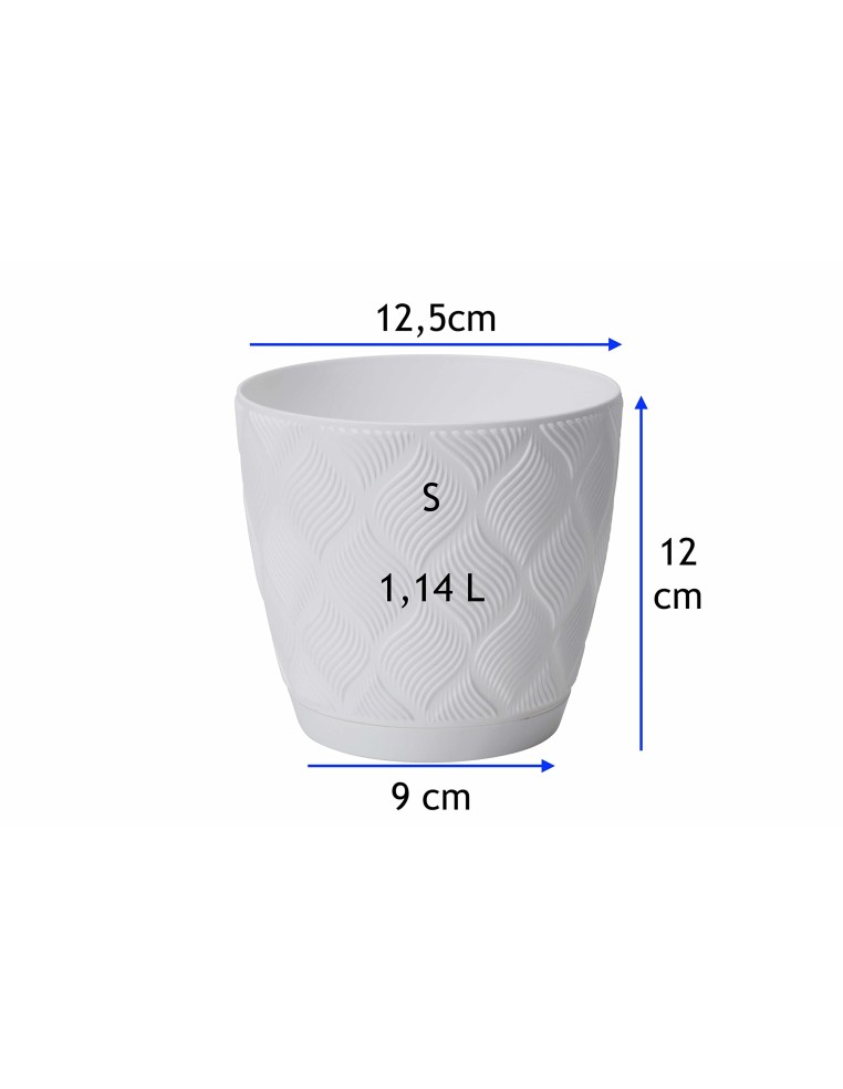 Übertopf rund Ø13 × 12 cm Rautenrelief, 1,8 L – Weiß | Töpferkönig