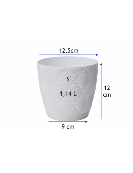 Übertopf rund Ø13 × 12 cm Rautenrelief, 1,8 L – Weiß | Töpferkönig