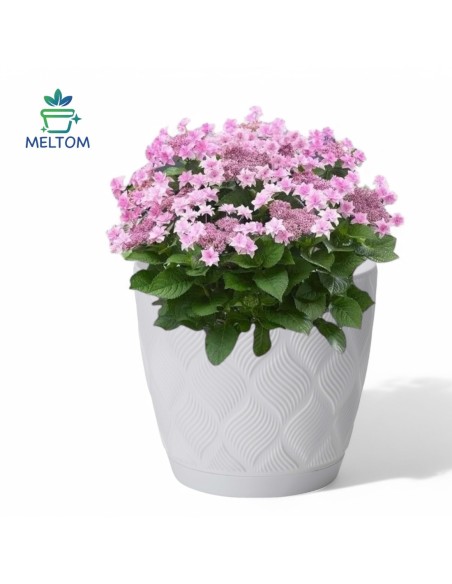 Cubremacetas redondo Ø13 × 12 cm relieve de rombos, 1,8 L – Blanco | Töpferkönig