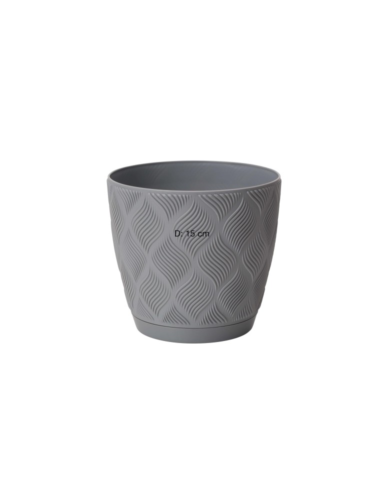 Cache-pot rond Ø15 × 14 cm à relief losange, 1,8 L – Gris | Töpferkönig