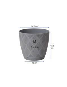 Cubremacetas redondo Ø15 × 14 cm relieve de rombos, 1,8 L – Gris | Töpferkönig 2