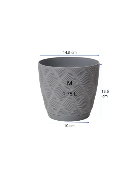 Coprivaso rotondo Ø15 × 14 cm rilievo a rombi, 1,8 L – Grigio | Töpferkönig