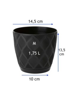 Sierpot rond Ø15 × 14 cm ruitreliëf, 1,8 L – Zwart | Töpferkönig 2