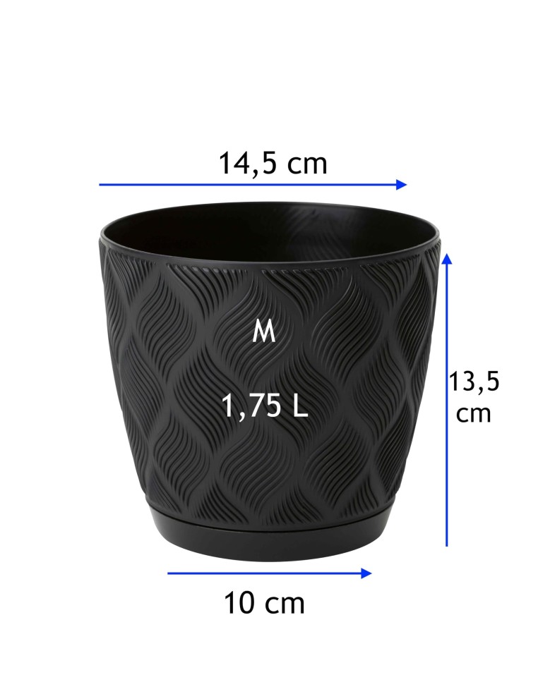 Coprivaso rotondo Ø15 × 14 cm rilievo a rombi, 1,8 L – Nero | Töpferkönig