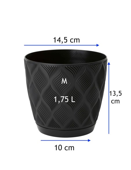 Cubremacetas redondo Ø15 × 14 cm relieve de rombos, 1,8 L – Negro | Töpferkönig