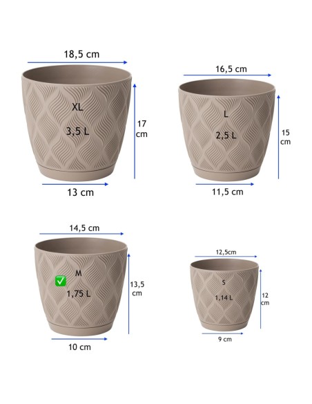 Coprivaso rotondo Ø15 × 14 cm rilievo a rombi, 1,8 L – Tortora | Töpferkönig