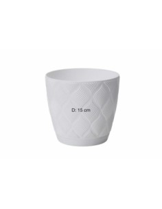 Übertopf rund Ø15 × 14 cm Rautenrelief, 1,8 L – Weiß | Töpferkönig