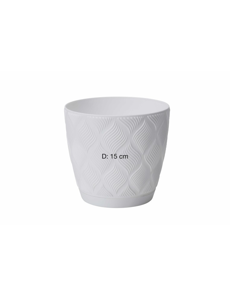 Cubremacetas redondo Ø15 × 14 cm relieve de rombos, 1,8 L – Blanco | Töpferkönig