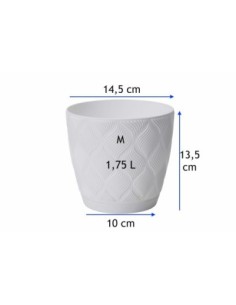 Cubremacetas redondo Ø15 × 14 cm relieve de rombos, 1,8 L – Blanco | Töpferkönig 2