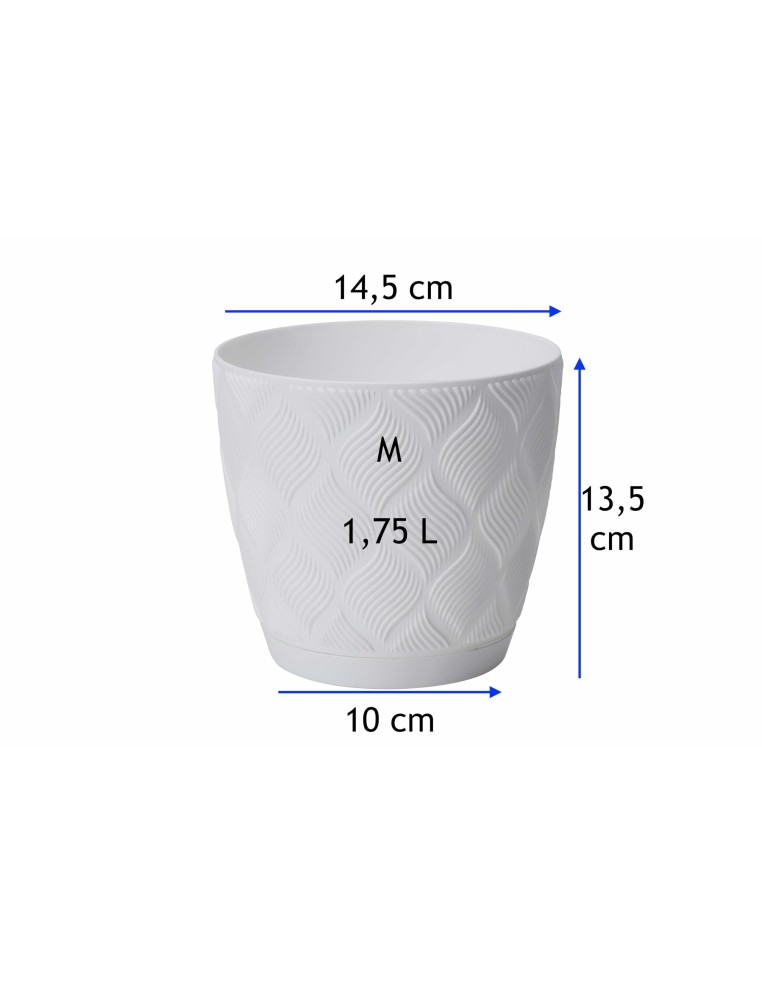 Cubremacetas redondo Ø15 × 14 cm relieve de rombos, 1,8 L – Blanco | Töpferkönig