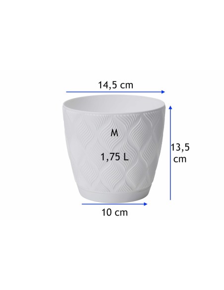 Übertopf rund Ø15 × 14 cm Rautenrelief, 1,8 L – Weiß | Töpferkönig