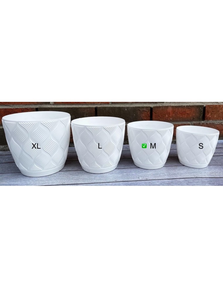 Cache-pot rond Ø15 × 14 cm à relief losange, 1,8 L – Blanc | Töpferkönig