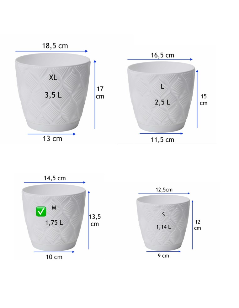 Cubremacetas redondo Ø15 × 14 cm relieve de rombos, 1,8 L – Blanco | Töpferkönig