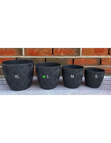 Übertopf rund Ø17 × 15 cm Rautenrelief, 2,5 L – Anthrazit | Töpferkönig