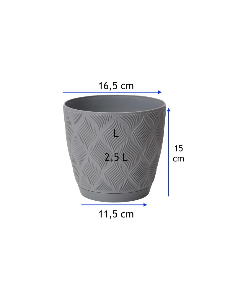 Cache-pot rond Ø17 × 15 cm à relief losange, 2,5 L – Gris | Töpferkönig