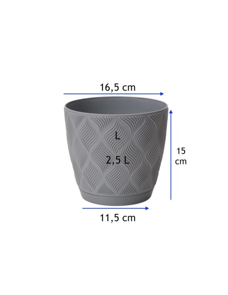 Cache-pot rond Ø17 × 15 cm à relief losange, 2,5 L – Gris | Töpferkönig