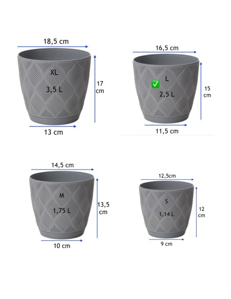 Sierpot rond Ø17 × 15 cm ruitreliëf, 2,5 L – Grijs | Töpferkönig
