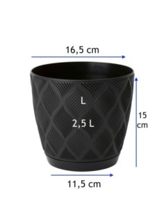 Übertopf rund Ø17 × 15 cm Rautenrelief, 2,5 L – Schwarz | Töpferkönig 2