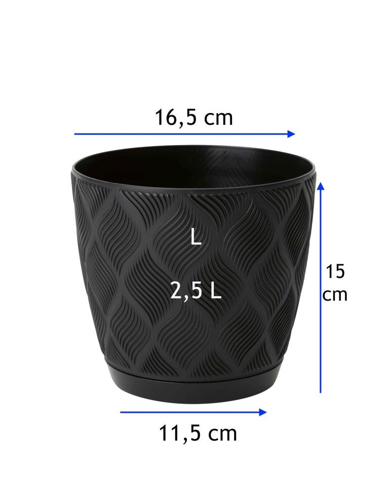 Coprivaso rotondo Ø17 × 15 cm rilievo a rombi, 2,5 L – Nero | Töpferkönig