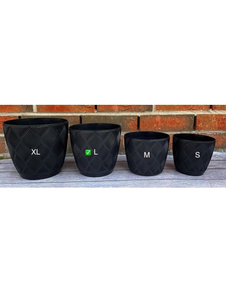 Übertopf rund Ø17 × 15 cm Rautenrelief, 2,5 L – Schwarz | Töpferkönig