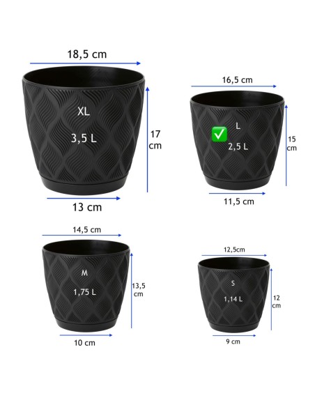 Coprivaso rotondo Ø17 × 15 cm rilievo a rombi, 2,5 L – Nero | Töpferkönig