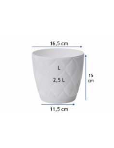 Coprivaso rotondo Ø17 × 15 cm rilievo a rombi, 2,5 L – Bianco | Töpferkönig 2