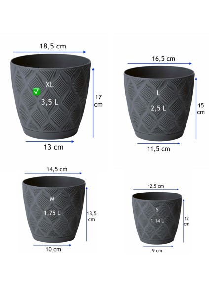 Cubremacetas redondo Ø19 × 17 cm relieve de rombos, 3,5 L – Antracita | Töpferkönig
