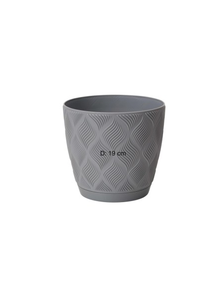 Cache-pot rond Ø19 × 17 cm à relief losange, 3,5 L – Gris | Töpferkönig