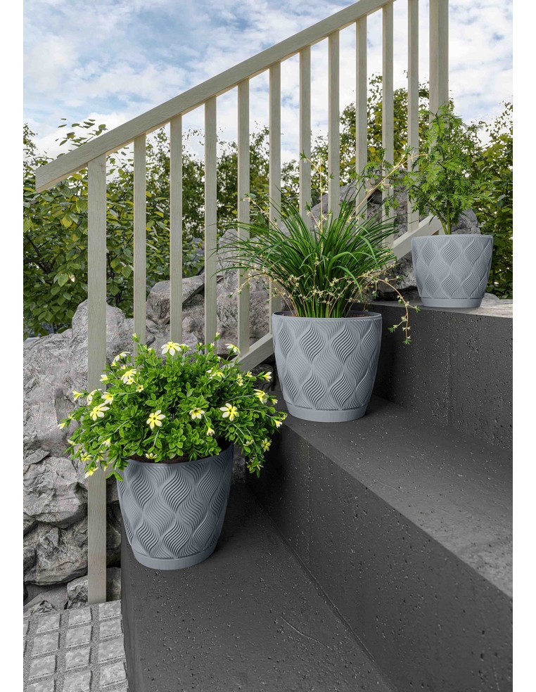 Cubremacetas redondo Ø19 × 17 cm relieve de rombos, 3,5 L – Gris | Töpferkönig