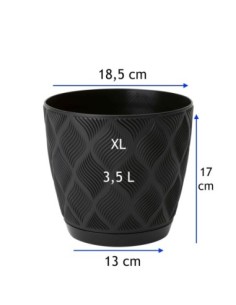 Cache-pot rond Ø19 × 17 cm à relief losange, 3,5 L – Noir | Töpferkönig 2