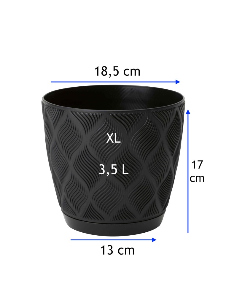 Coprivaso rotondo Ø19 × 17 cm rilievo a rombi, 3,5 L – Nero | Töpferkönig
