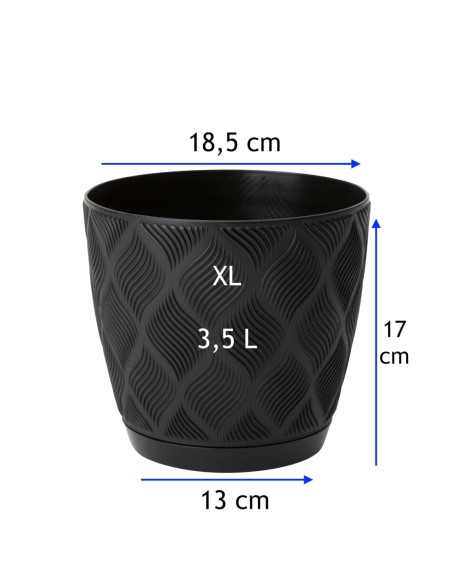 Coprivaso rotondo Ø19 × 17 cm rilievo a rombi, 3,5 L – Nero | Töpferkönig