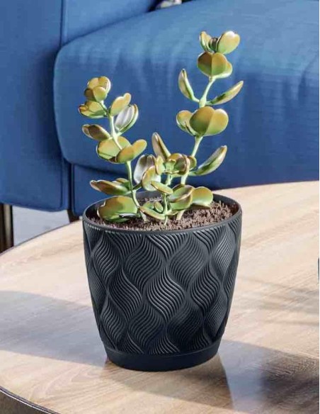 Sierpot rond Ø19 × 17 cm ruitreliëf, 3,5 L – Zwart | Töpferkönig