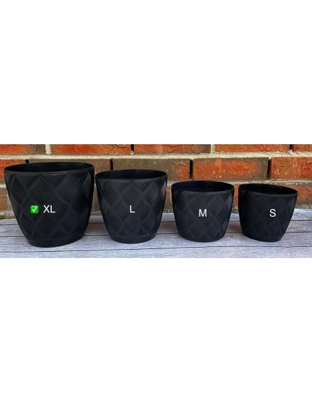 Cache-pot rond Ø19 × 17 cm à relief losange, 3,5 L – Noir | Töpferkönig