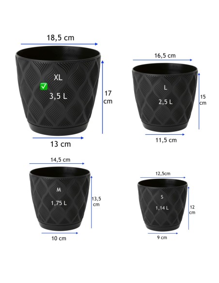 Coprivaso rotondo Ø19 × 17 cm rilievo a rombi, 3,5 L – Nero | Töpferkönig