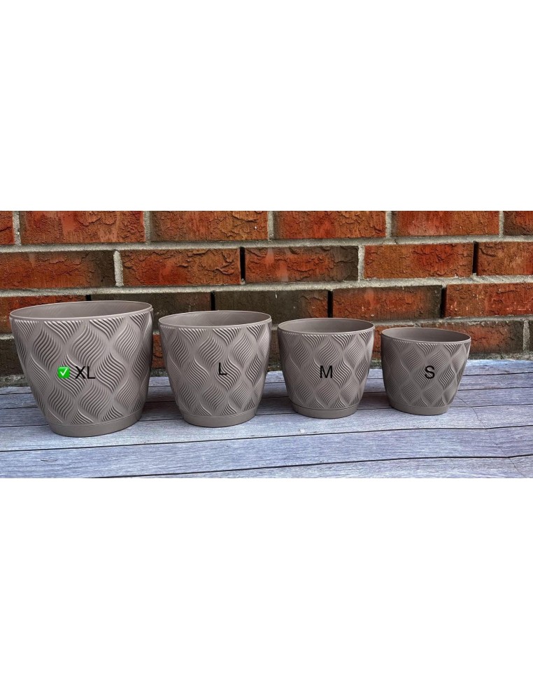 Sierpot rond Ø19 × 17 cm ruitreliëf, 3,5 L – Taupe | Töpferkönig