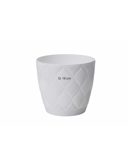 Cubremacetas redondo Ø19 × 17 cm relieve de rombos, 3,5 L – Blanco | Töpferkönig