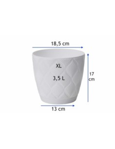 Übertopf rund Ø19 × 17 cm Rautenrelief, 3,5 L – Weiß | Töpferkönig 2