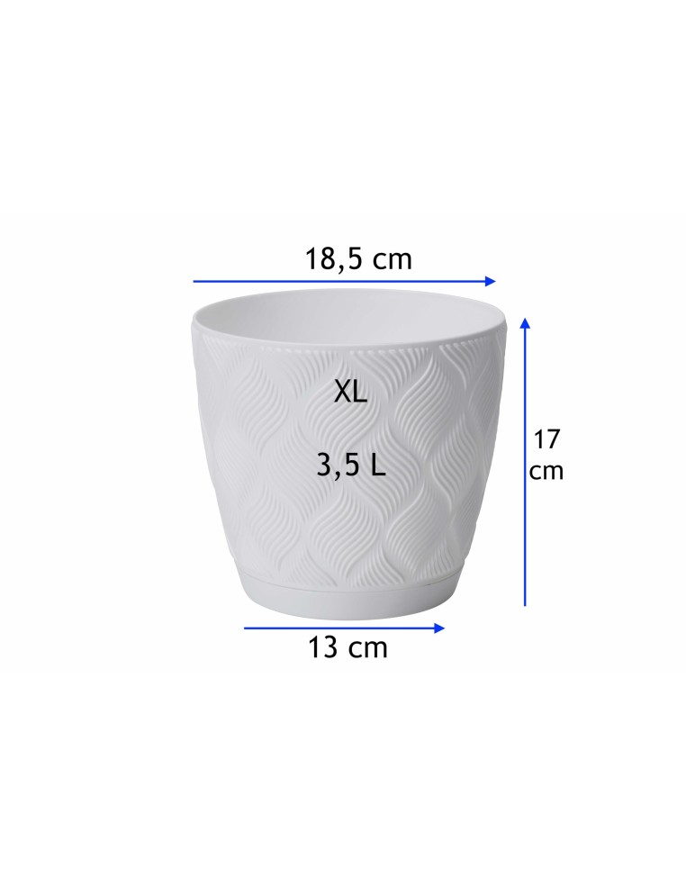 Cache-pot rond Ø19 × 17 cm à relief losange, 3,5 L – Blanc | Töpferkönig