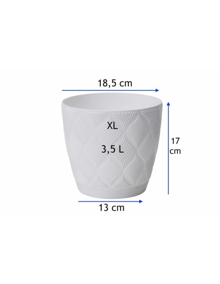 Cubremacetas redondo Ø19 × 17 cm relieve de rombos, 3,5 L – Blanco | Töpferkönig