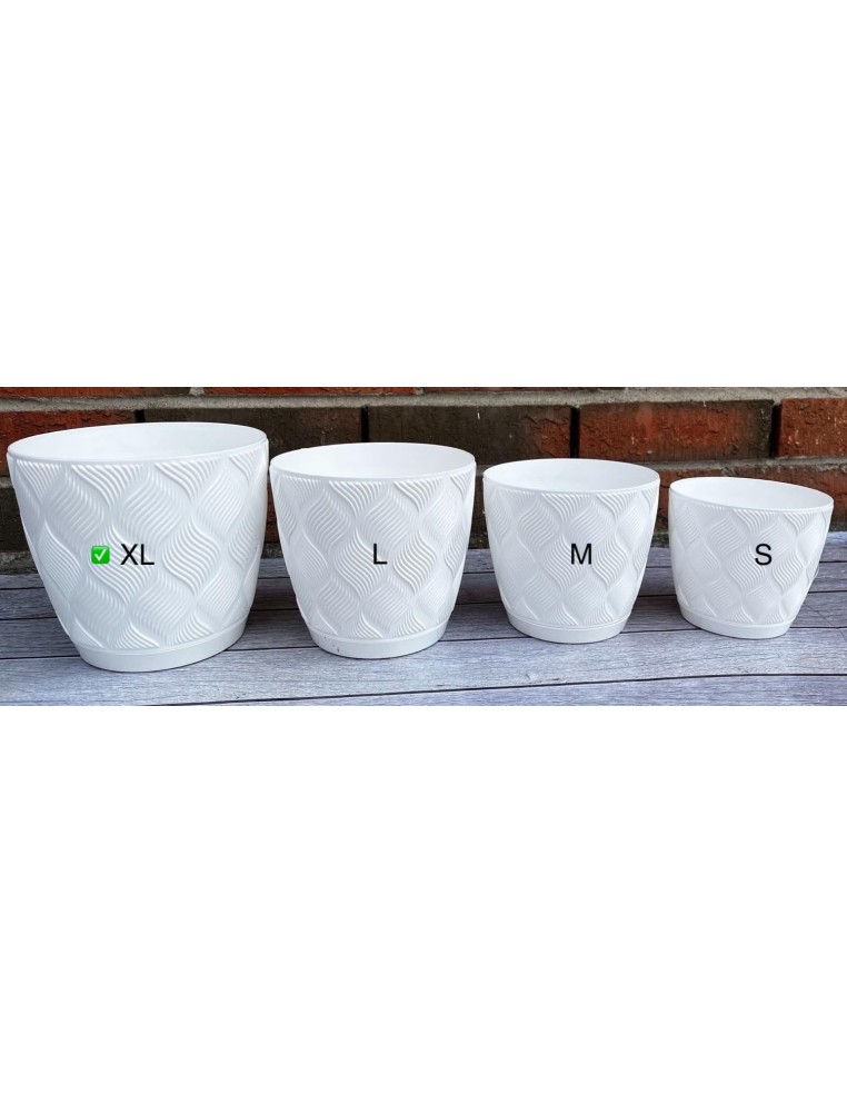 Cache-pot rond Ø19 × 17 cm à relief losange, 3,5 L – Blanc | Töpferkönig