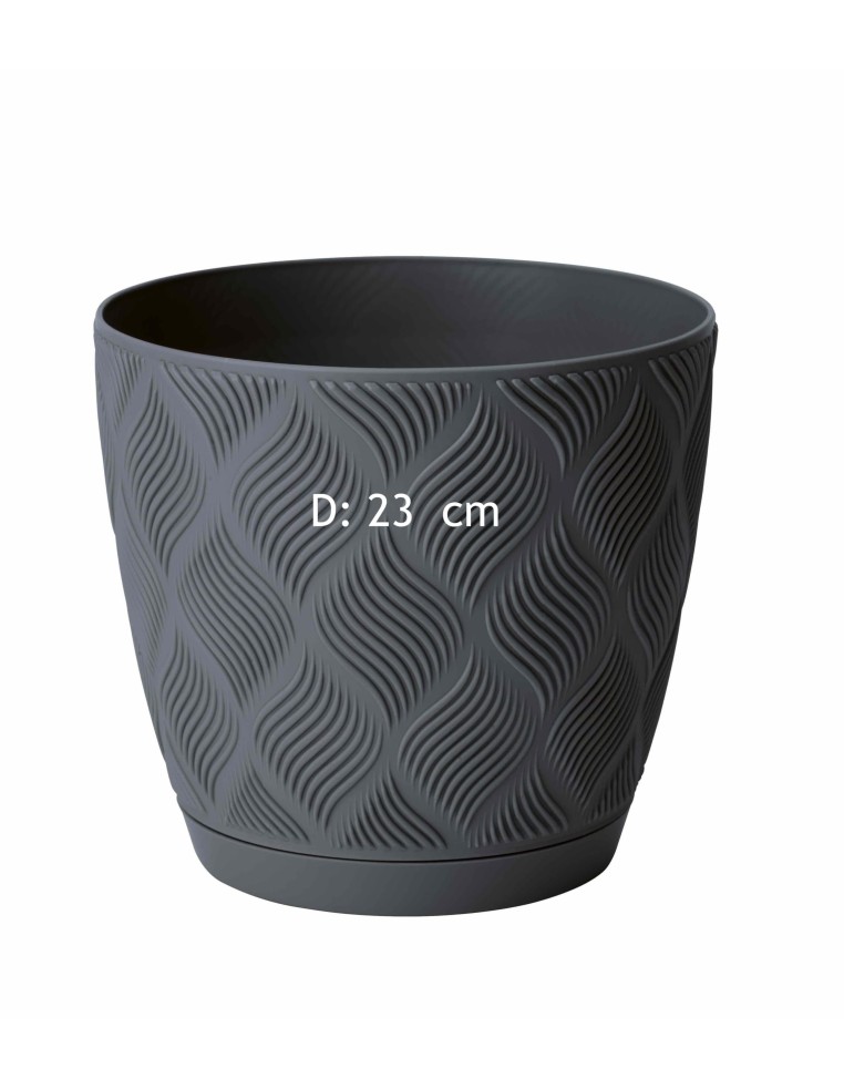 Übertopf rund Ø23 × 21 cm Rautenrelief, 6 L – Anthrazit | Töpferkönig