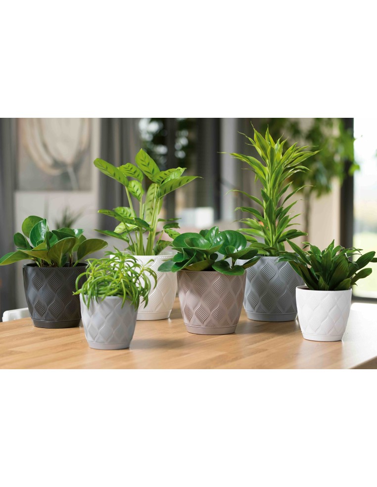 Cubremacetas redondo Ø23 × 21 cm relieve de rombos, 6 L – Antracita | Töpferkönig