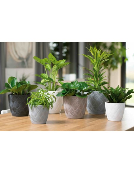 Übertopf rund Ø23 × 21 cm Rautenrelief, 6 L – Anthrazit | Töpferkönig