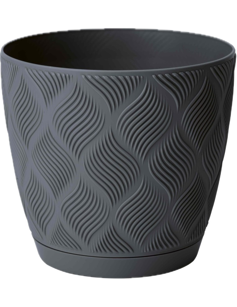 Übertopf rund Ø23 × 21 cm Rautenrelief, 6 L – Anthrazit | Töpferkönig