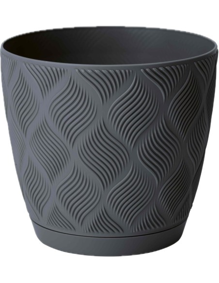 Cubremacetas redondo Ø23 × 21 cm relieve de rombos, 6 L – Antracita | Töpferkönig