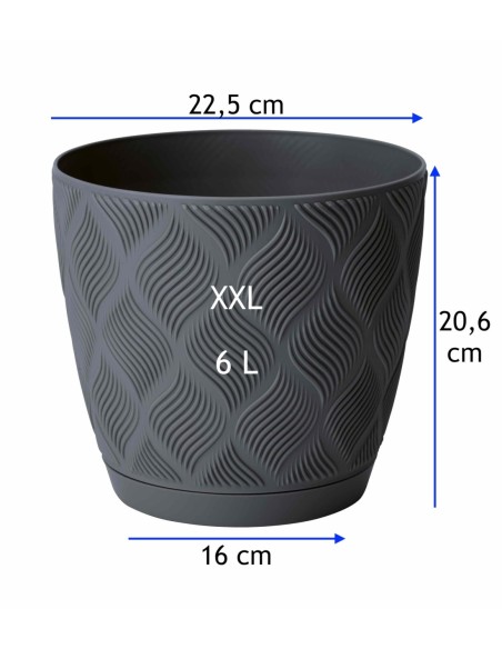 Übertopf rund Ø23 × 21 cm Rautenrelief, 6 L – Anthrazit | Töpferkönig