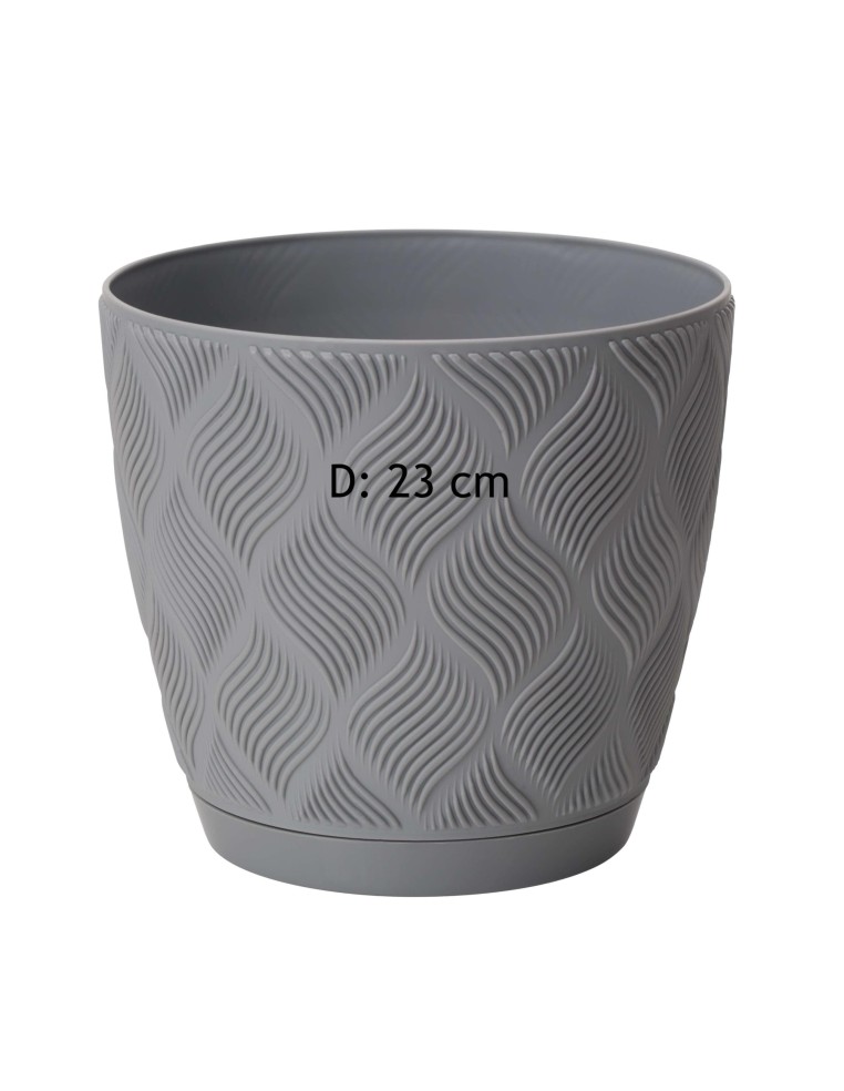 Cache-pot rond Ø23 × 21 cm à relief losange, 6 L – Gris | Töpferkönig