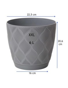 Cache-pot rond Ø23 × 21 cm à relief losange, 6 L – Gris | Töpferkönig 2
